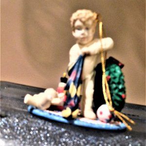 Ornament The Saturday Evening Post 1938 Style Child Digging in a Stocking 1980's